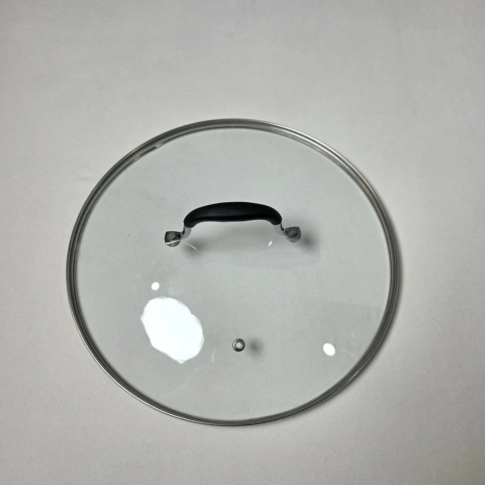 12 Inch Pot Lid Clear Glass Stainless Steel Steam Vent Rubber Handle Skillet Pan